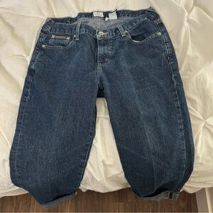 Dark blue jean capri pants